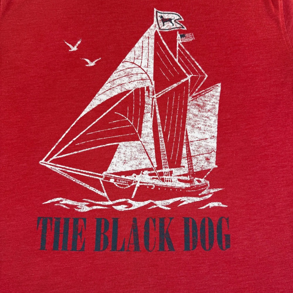 The Black Dog Mens Red Sailboat Graphic T-Shirt Small Tri-Blend Tee 3138